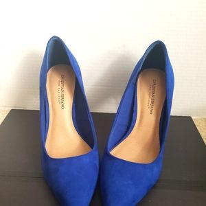 Cobalt blue Suede Christian Siriano Pointy Toe "3" inch Heels, size 10
